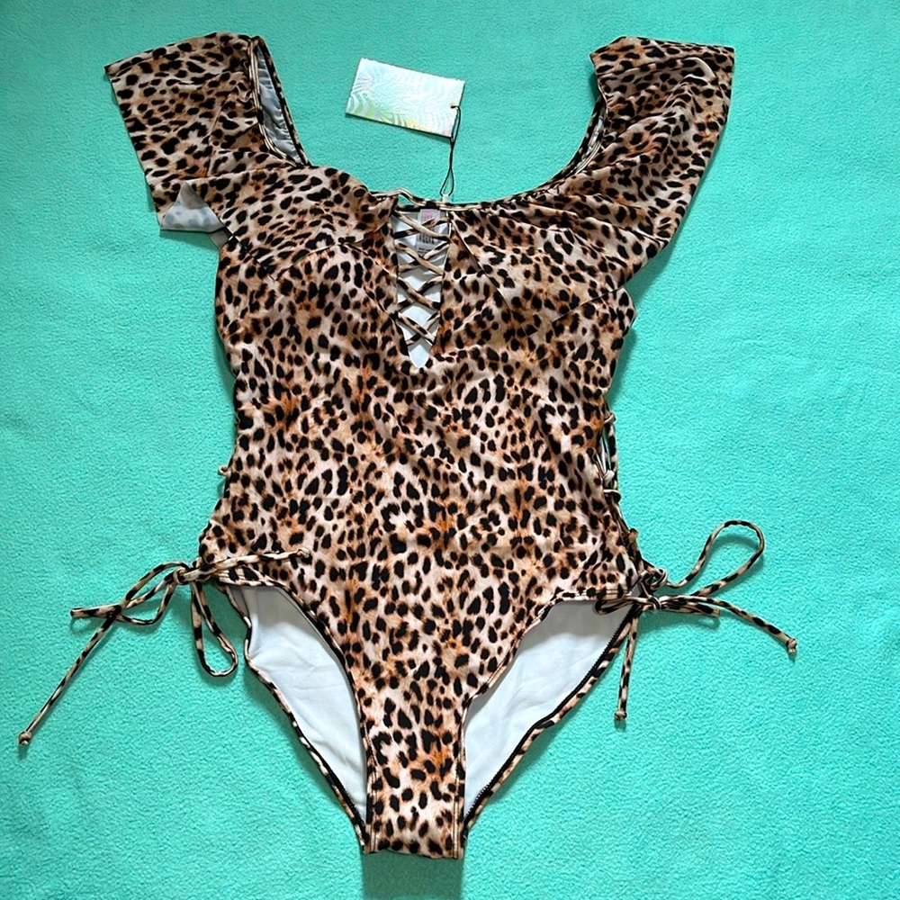 NWT Leopard Print One Piece Swimsuit